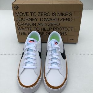 Nike Court Legacy Lift Sneaker-Shoes in White/Black/Orange Size 10.5 Women/9 Men